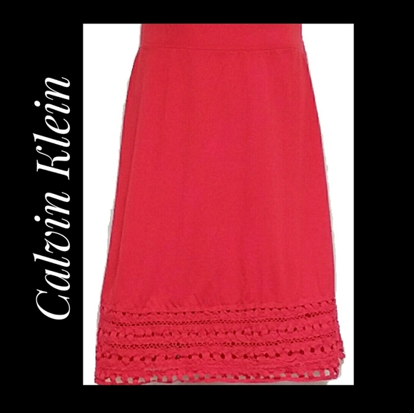 Clavin Klein Red Midi Skirt Size Large